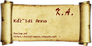 Káldi Anna névjegykártya