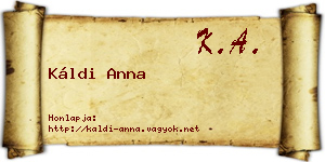 Káldi Anna névjegykártya
