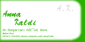 anna kaldi business card